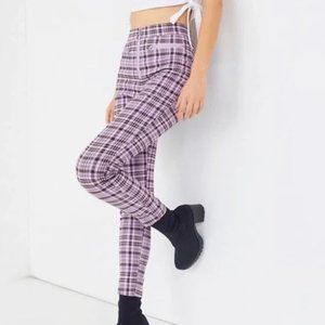 Urban Outfitters Susie Lavender/Black Hi-Waist Plaid Legging Size 6